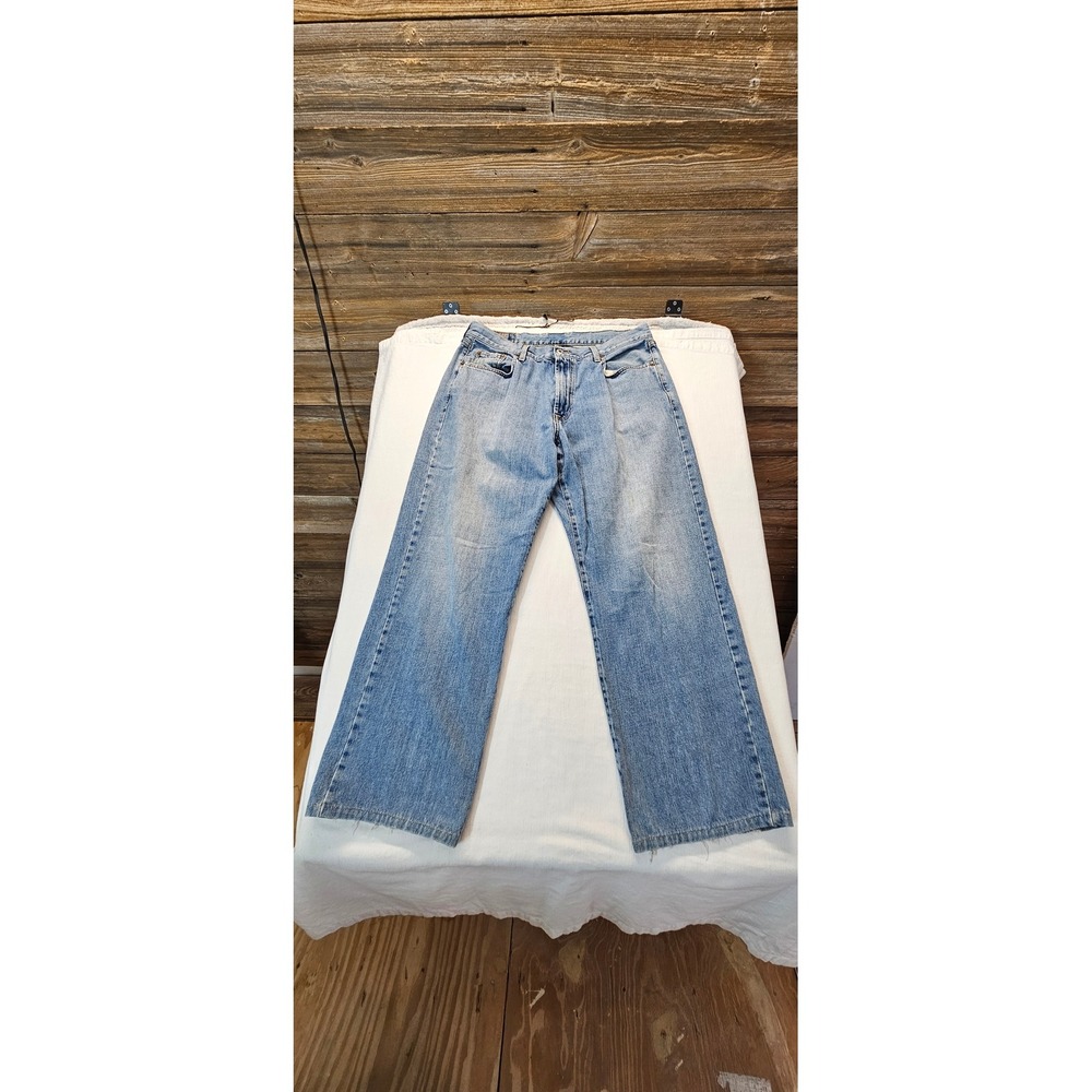 Lucky Brand Bootleg Jeans Mens 36 Medium Wash Made in USA Blue Denim Distressed